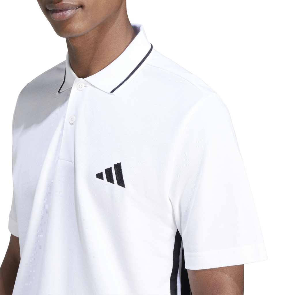 adidas Essentials 3-Streifen Piqué Poloshirt weiß