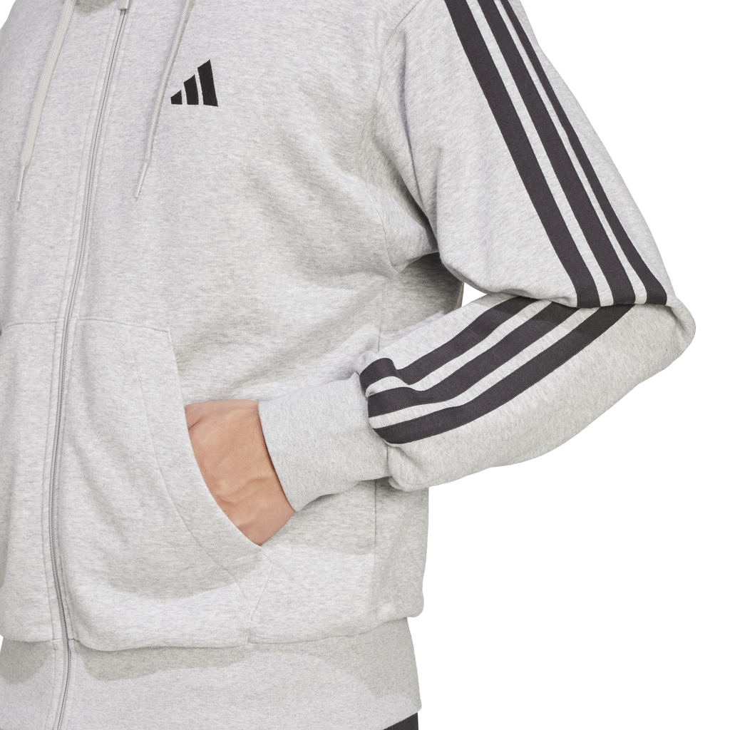 adidas Essentials 3-Streifen FT Kapuzenjacke grau 