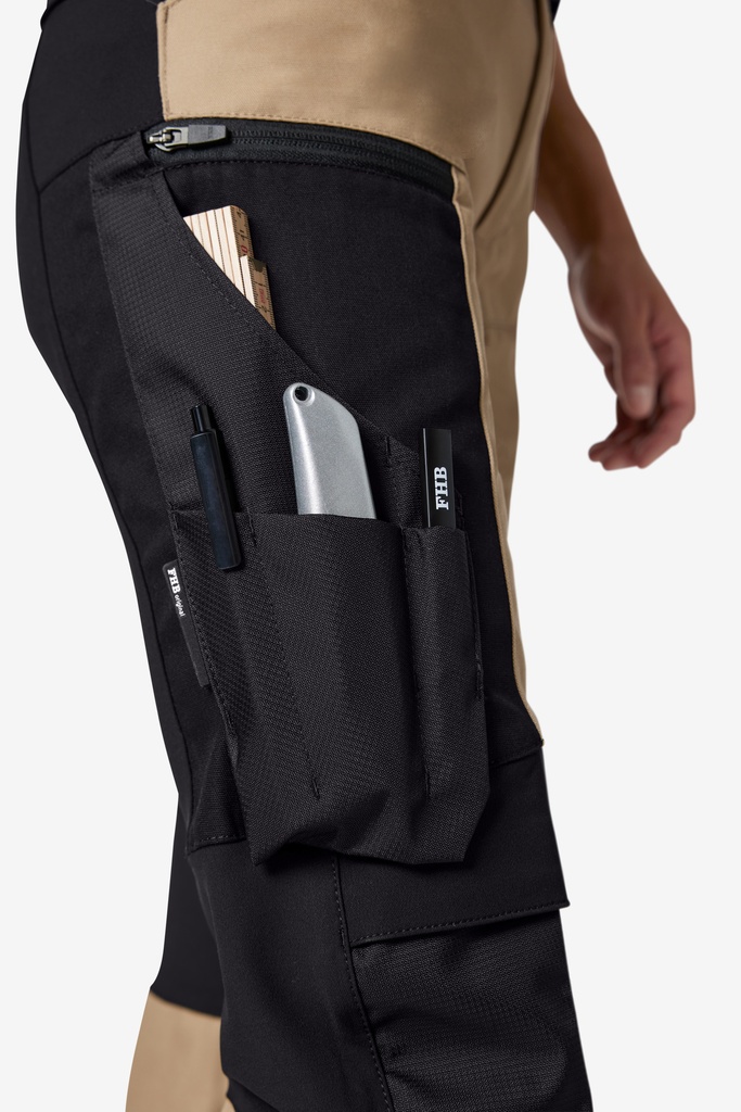 FHB LEO Arbeitshose Elastisch beige-schwarz 