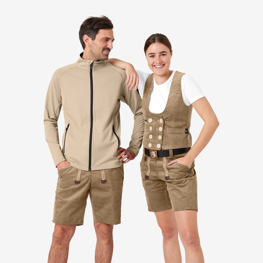 FHB KUNO Fleece-Jacke beige-schwarz