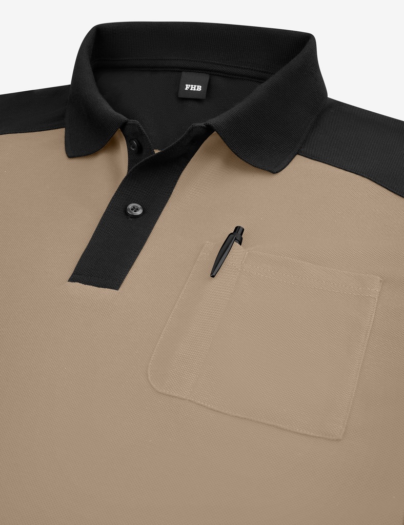 FHB KONRAD Polo-Shirt beige-schwarz 