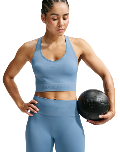 Nike Pro Seamless Dri-FIT-Crop-Tanktop blau Damen