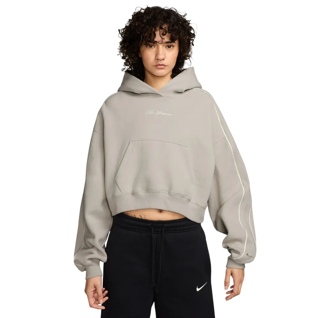 Nike Studio Fleece Cropped Hoodie grau Damen