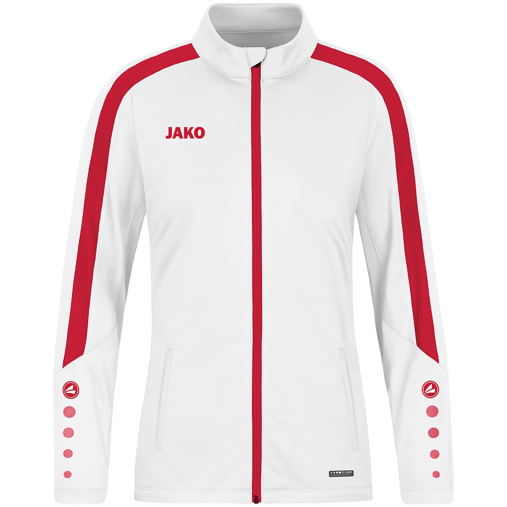 Jako Power Polyesterjacke weiß-rot Damen