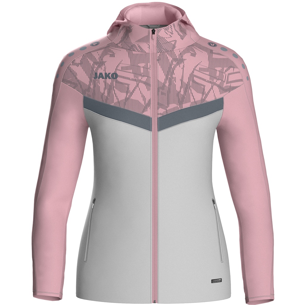 Jako Iconic Kapuzenjacke grau-pink Damen