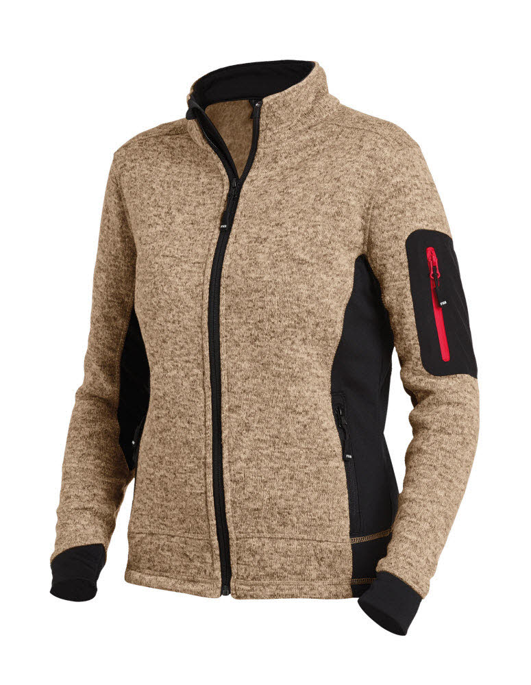 FHB MARIEKE Strick-Fleece-Jacke beige-schwarz 