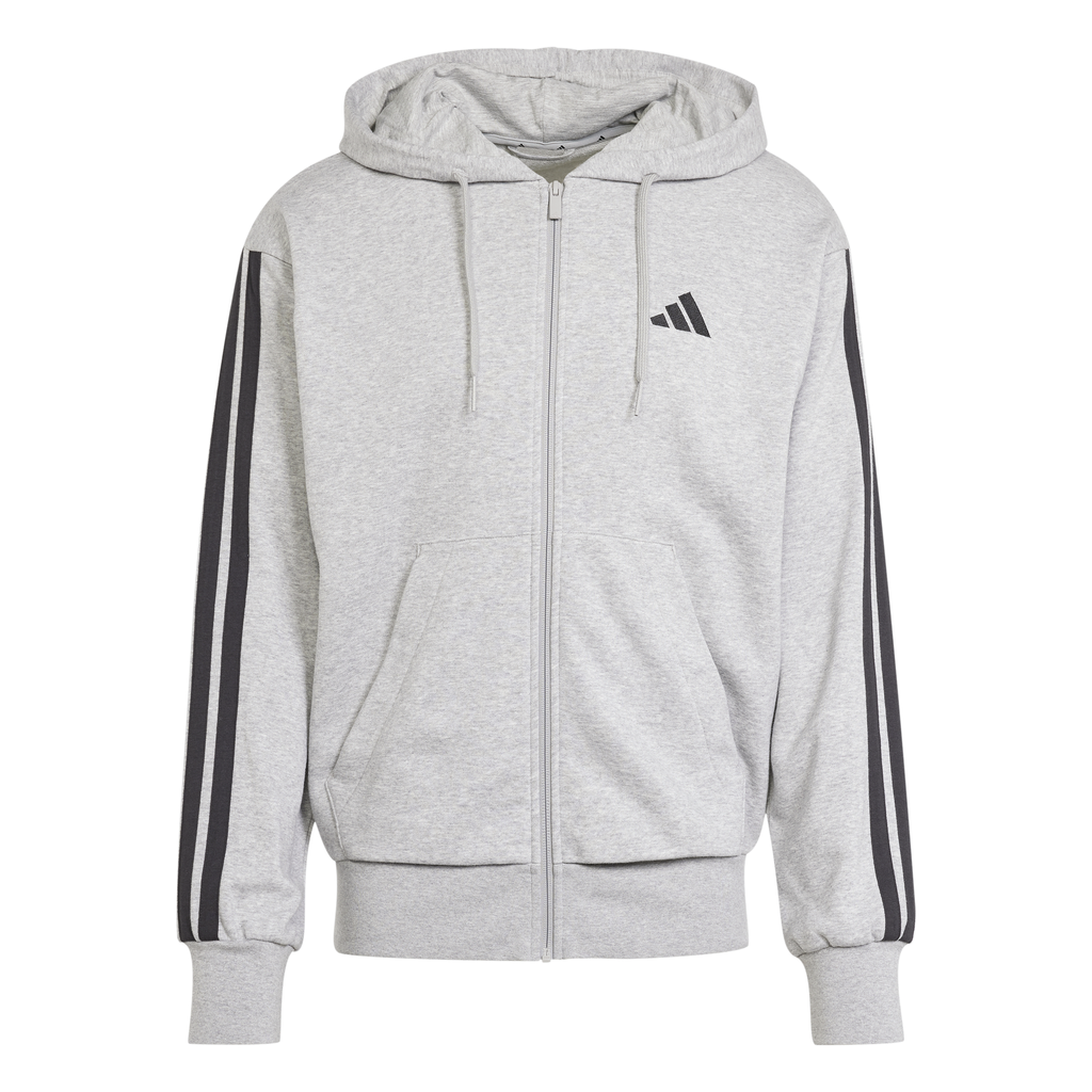 adidas Essentials 3-Streifen FT Kapuzenjacke grau 