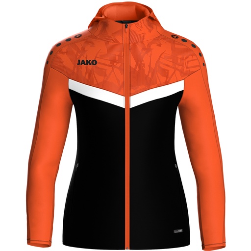 Jako Iconic Kapuzenjacke schwarz-neonorange Damen