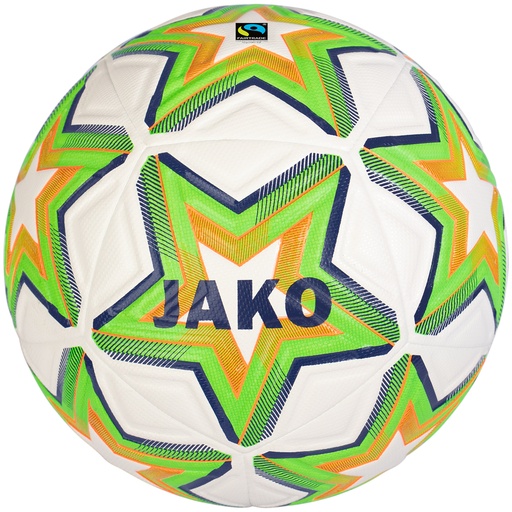 [2335-649] Jako World Trainingsball Fairtrade Fußball Größe 5 weiß-neongrün