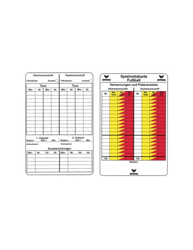[732301] Erima Spielnotizkarten Fussball