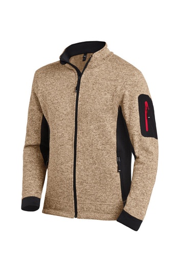 FHB CHRISTOPH Strick-Fleece-Jacke beige-schwarz